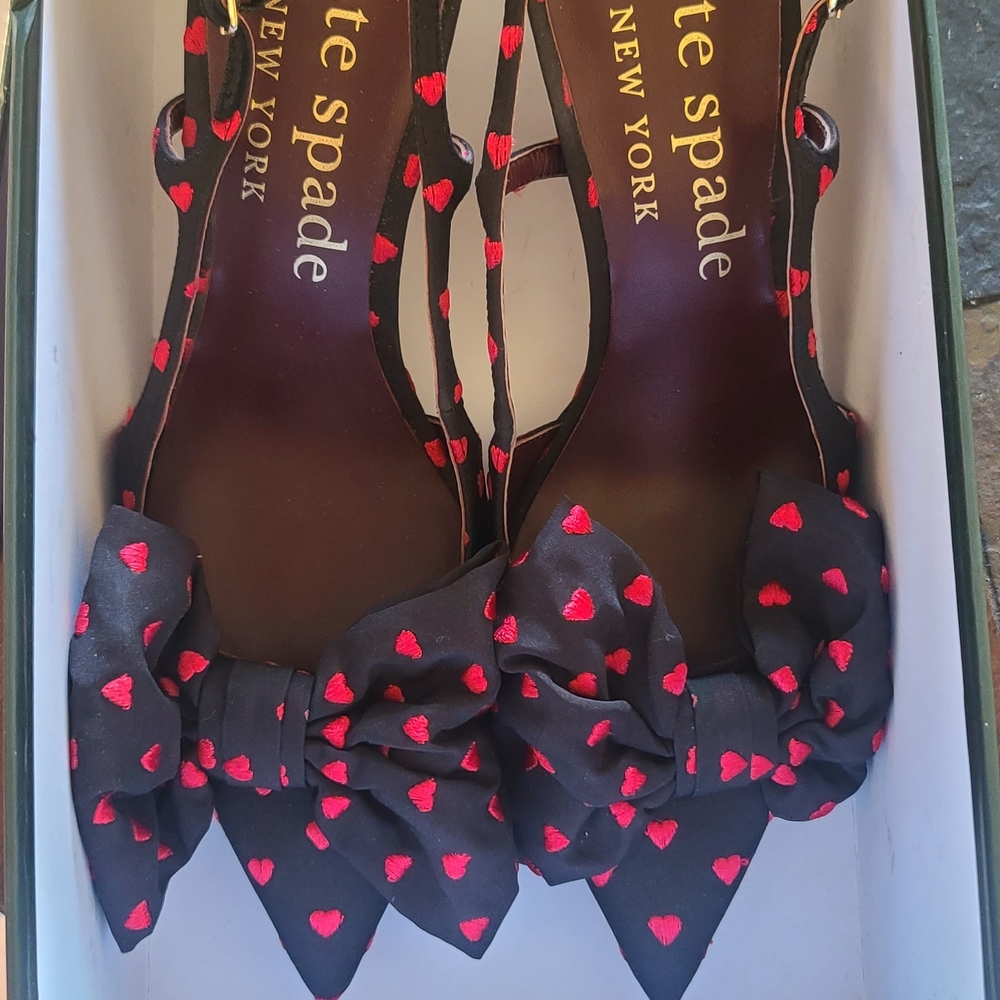 Kate Spade Black and Red Women's Slingback Heels - Picture 3 of 5